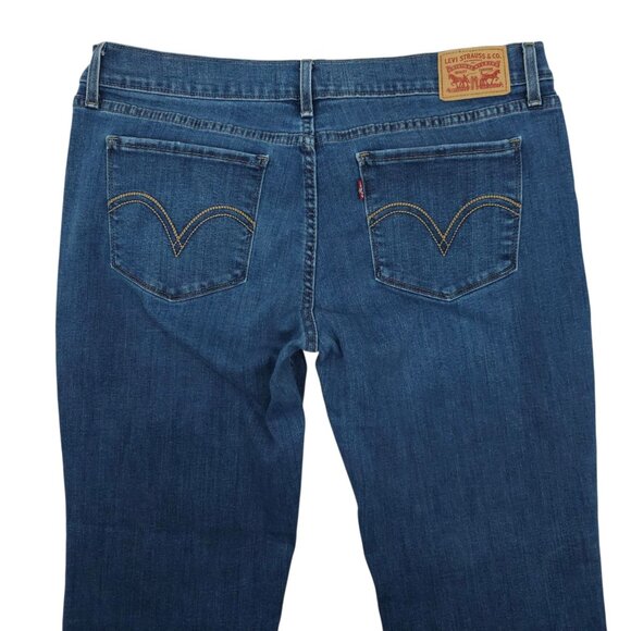 Levis 524 Bootcut Jeans Womens 32 Mid Rise Medium Wash Whiskered Denim - Picture 11 of 15